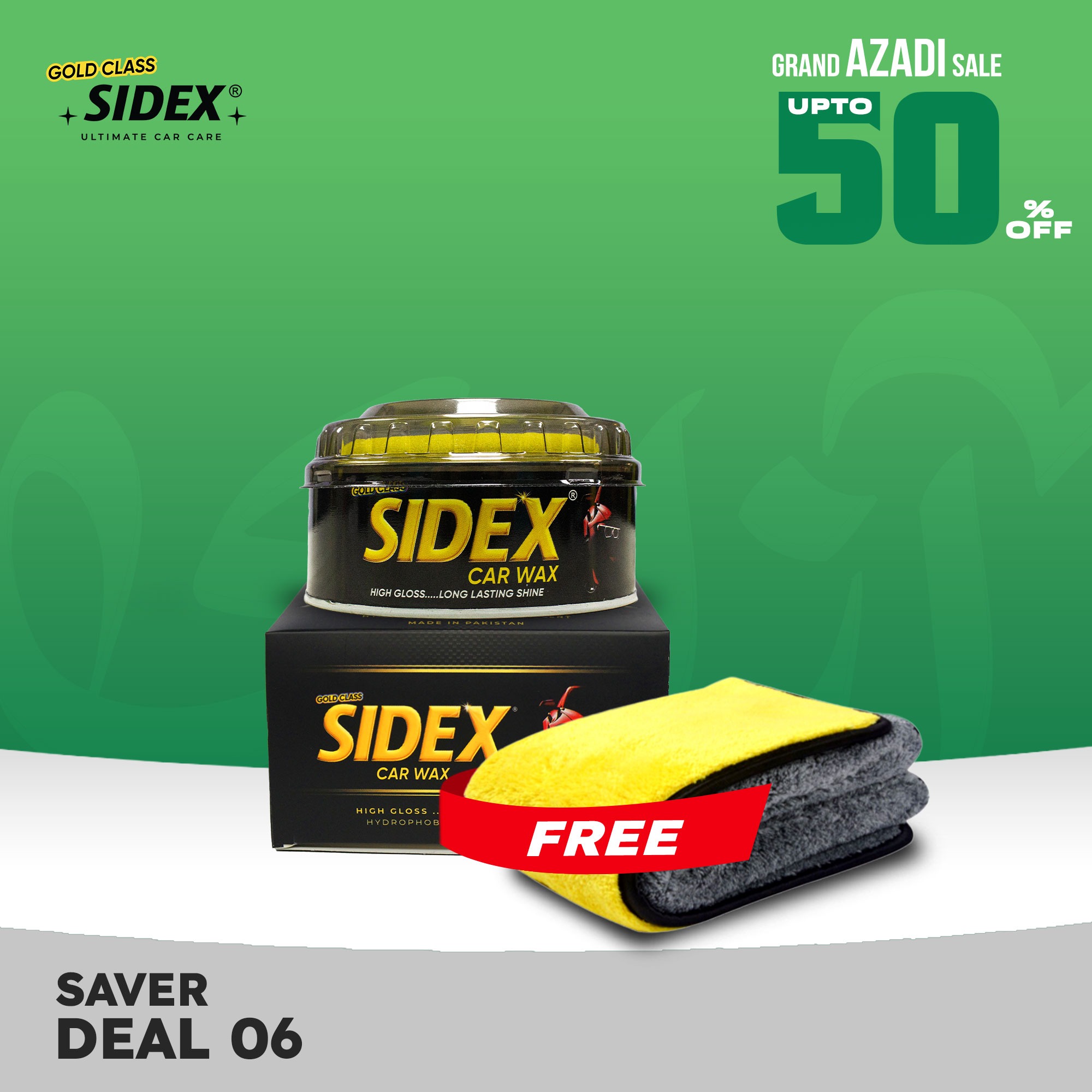 (Saver Deal-6) Sidex Car Wax with Free Microfiber Cloth